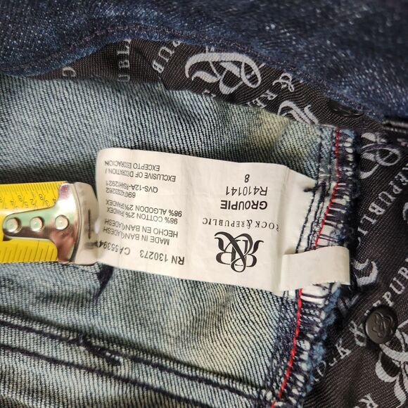 Rock & Republic Womens 8 Jean Mini Skirt Lighting Blue Washed Dark Denim Groupie - Picture 7 of 7